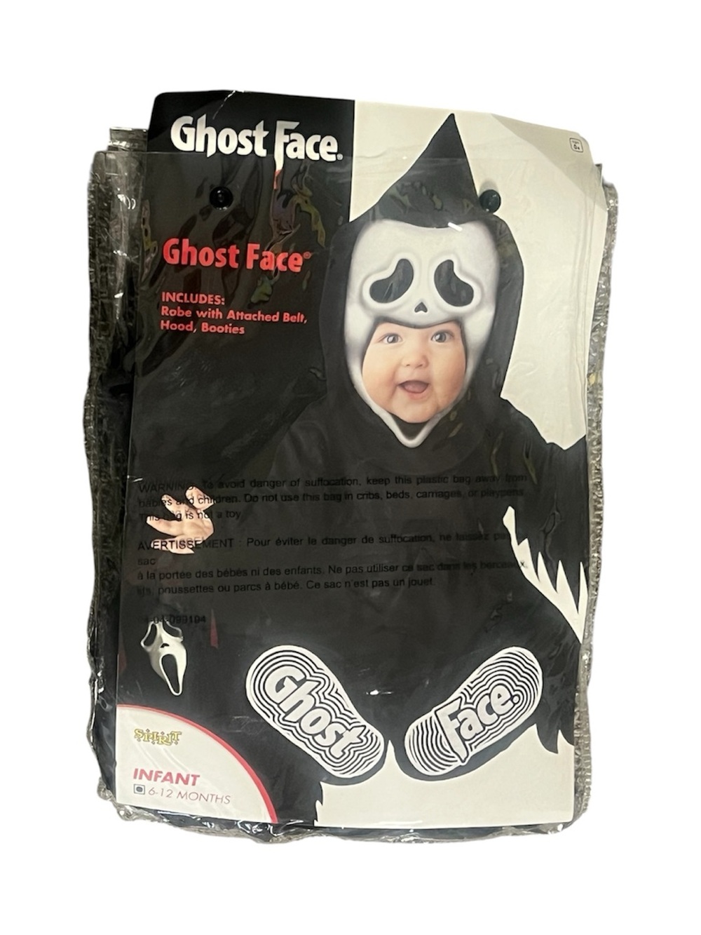 Spirit Infant Ghost Face Costume - Black and White